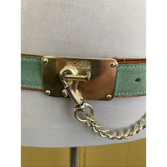 Michael Kors women L genuine leather suede belt w/decorative silver buckle
